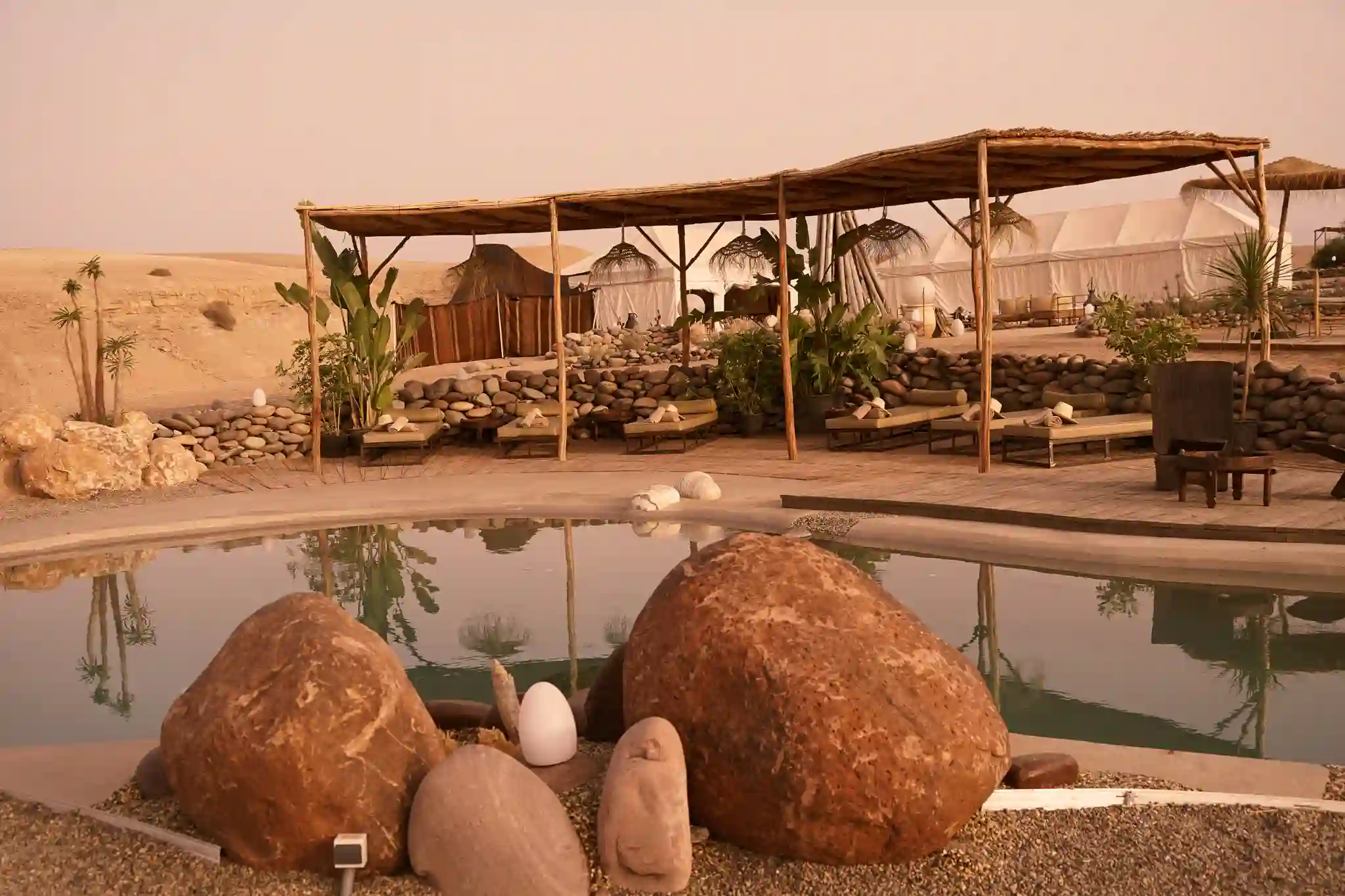 Agafay desert dinner at sunset on the Marrakech day trip